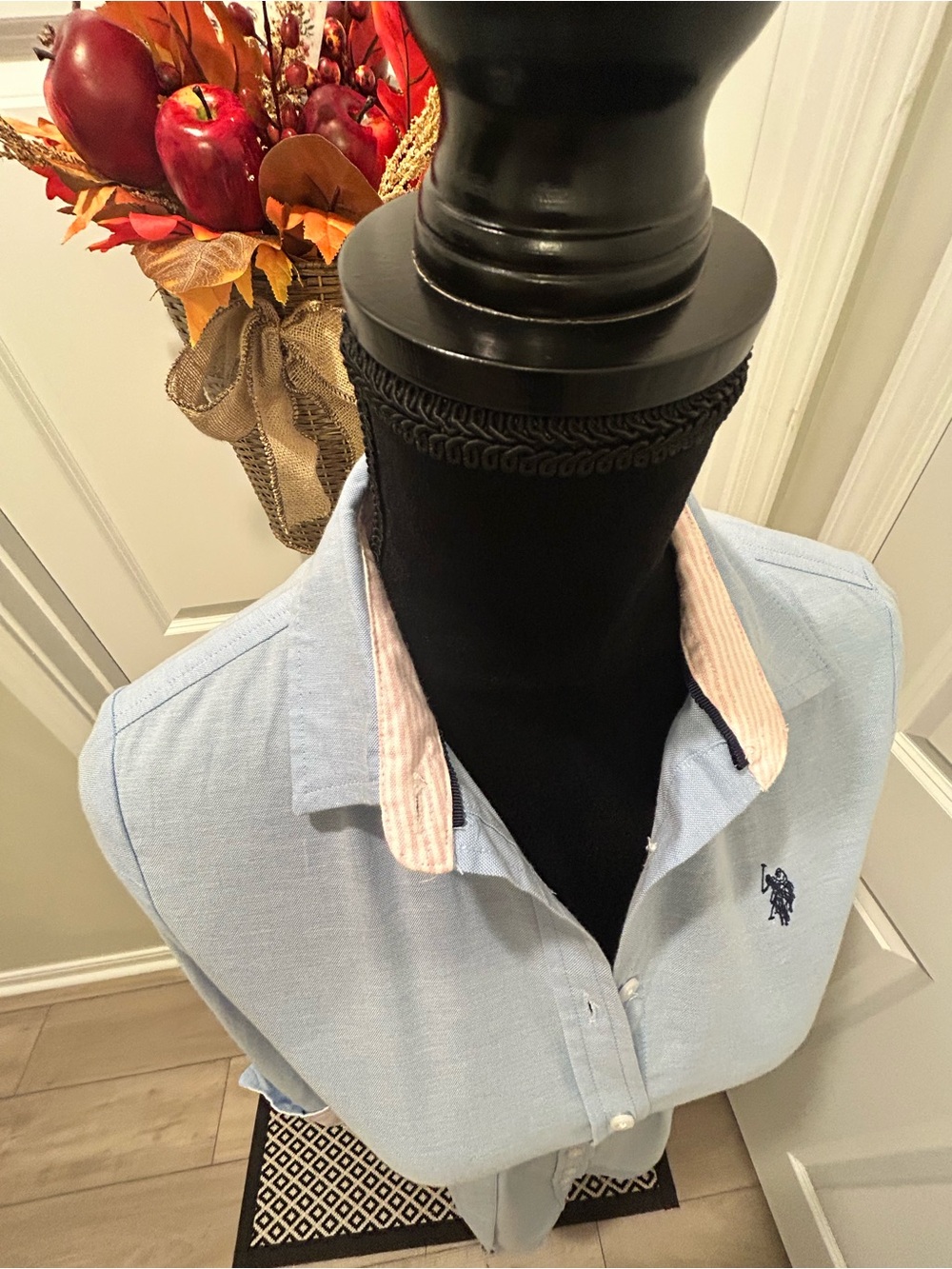 U.S. Polo Assn. Women’s Blue Oxford Shirt Dress NWT Small - Picture 7 of 14
